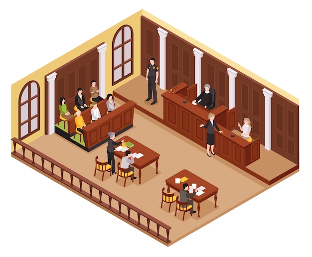 Law and justice isometric composition