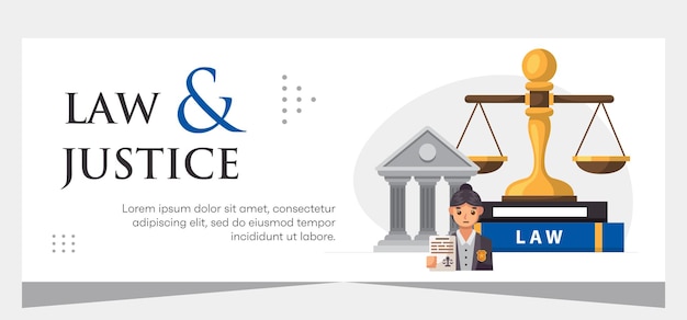 Vector law and justice template banner design premium banner template