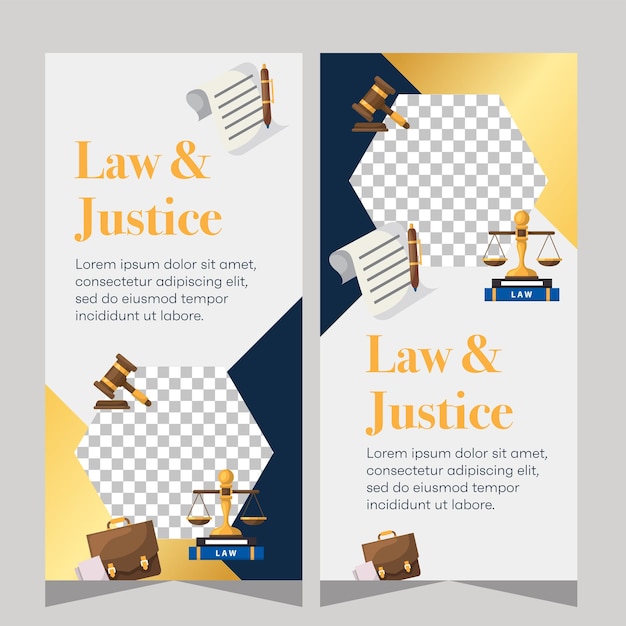 Vector law and justice template banner vertical premium banner template