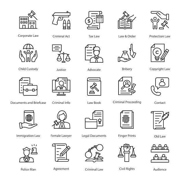 Law And Justice Vector Icons