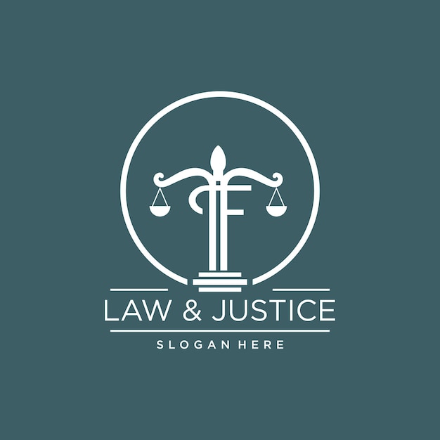 LAW JUSTICE VECTOR LOGO DESIGN WITH MODERN LETTER CONCEPT