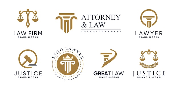 Law logo collection with creative element concept Premium Vector