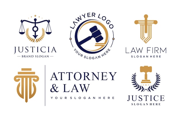 Law logo collection with creative element concept Premium Vector