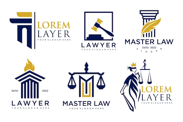 Коллекция логотипов закона с концепцией креативного элемента