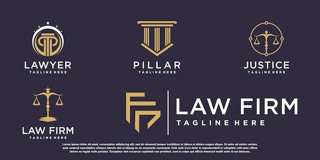 Law logo design collection for business with unique concept Premium Vector