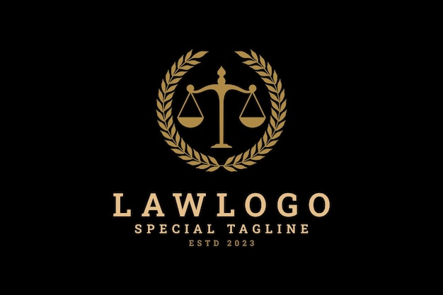 Vettore logo law design concept di lusso per una società di avvocati