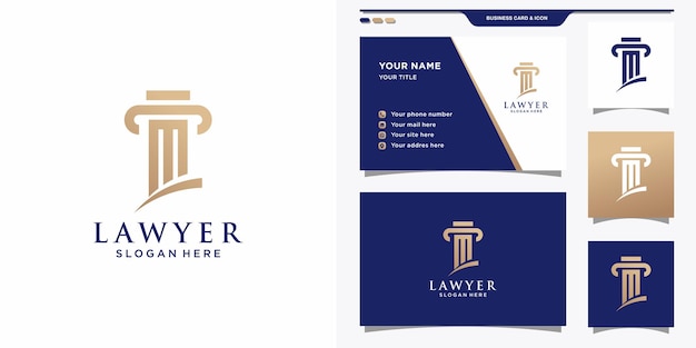 Law logo template and business card design.