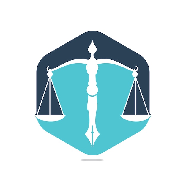 Law logo vector with judicial balance symbolic of justice scale in a pen nib Logo vector for law