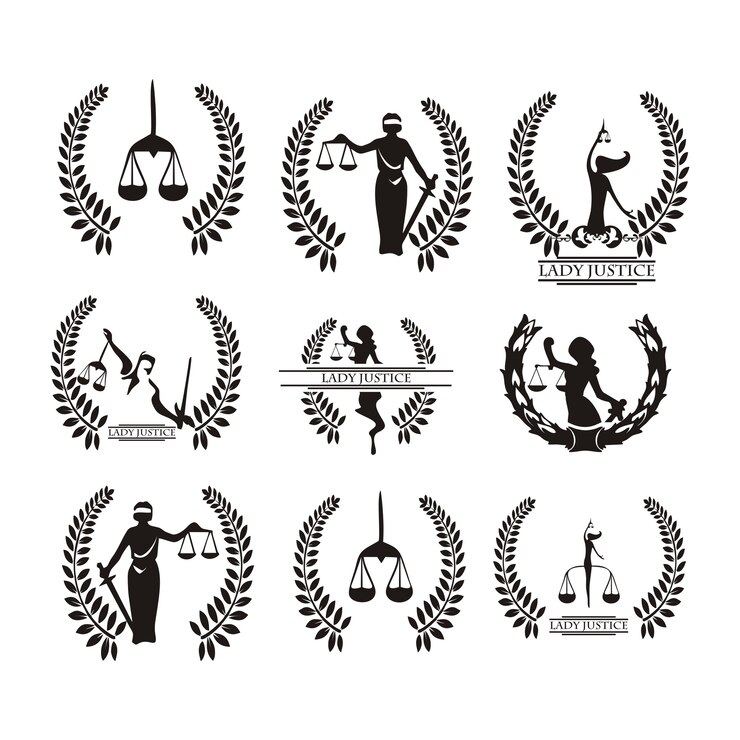 Vector law logo with justice lady set silhouette