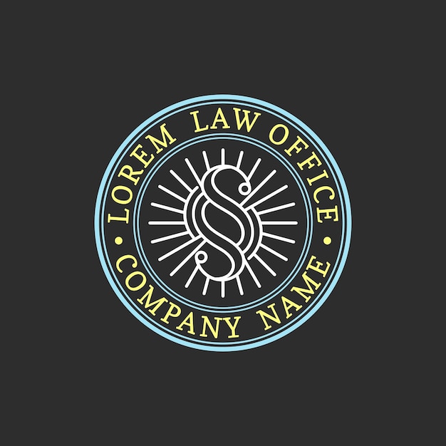 Vector law office logo vector vintage attorney advocate label juridical firm badge act principle legal icon design