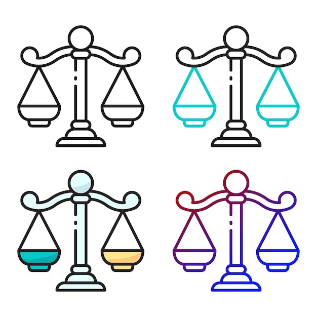 Law scale icon design in four variation color