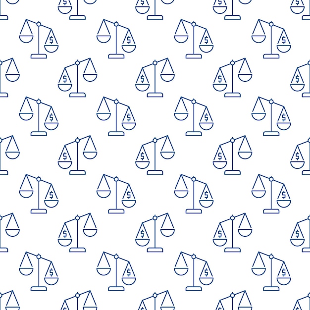 Law scale with dollar sign vector concept line seamless pattern