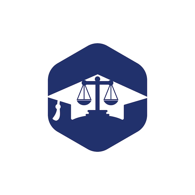 Law scale with graduation cap icon logo design