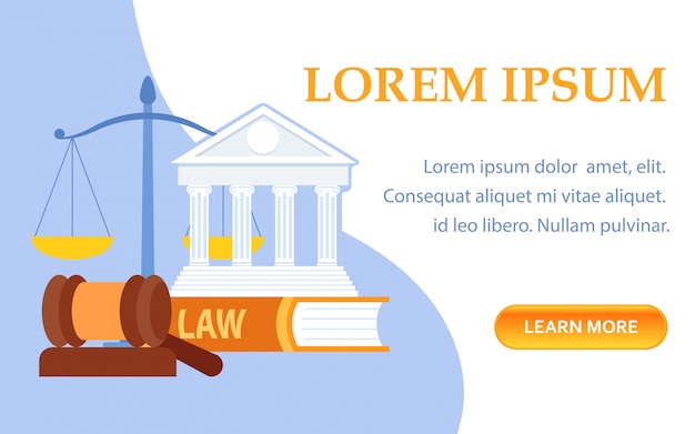 Law school symbols landing page vector template