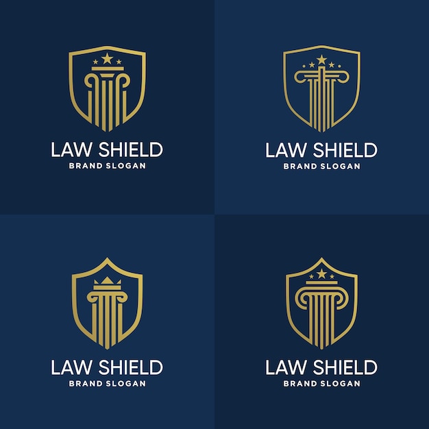 Vector law shield logo collection with fresh style premium vector