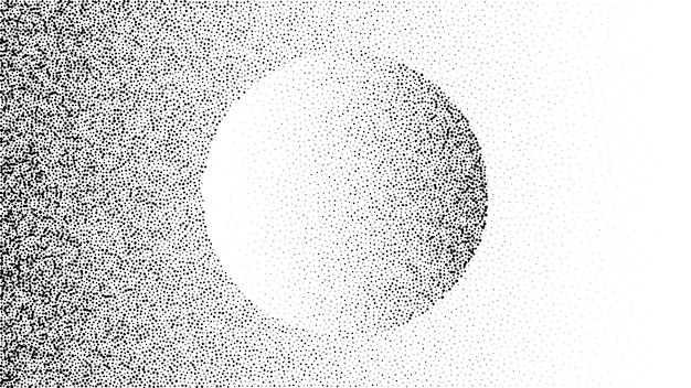 Vector lawaai korrel cirkel pointillisme achtergrond van verloop stippen patroon vector dotwork korrelige ruis bol cirkel textuur op dotwork stippel halftoon effect