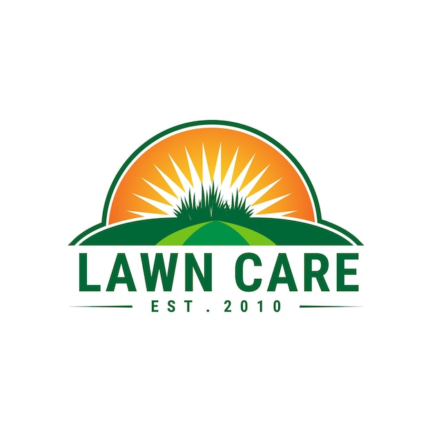 Lawn care business logo design badge template