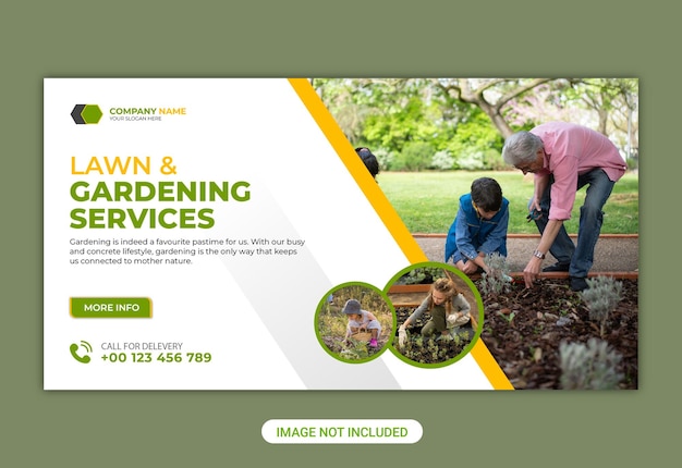 Lawn care and garden service banner template