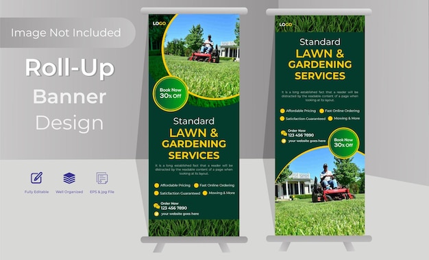 Lawn Care Service Business Rollup Banner Design Template Landscaping Business Popup Banner