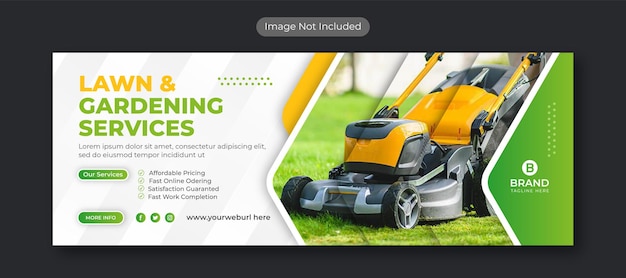 Vector lawn garden or landscaping service facebook cover and web banner template