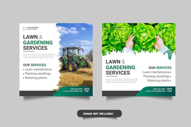 Lawn garden or landscaping service social media post template