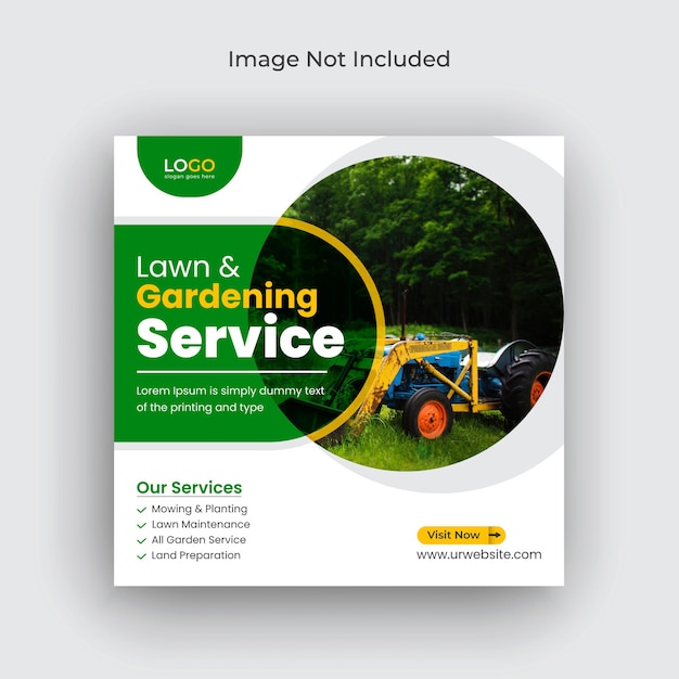 Vector lawn garden or landscaping social media post instagram banner and web banner template premium vector