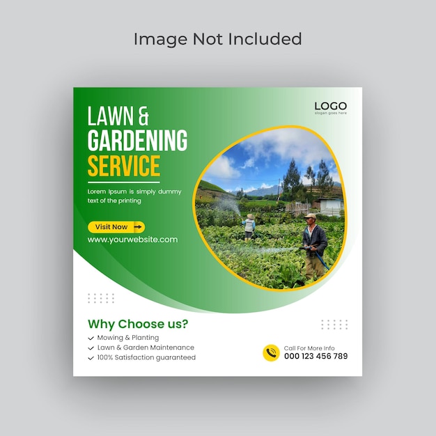 Lawn garden or landscaping social media postinstagram banner and web banner template Premium Vector