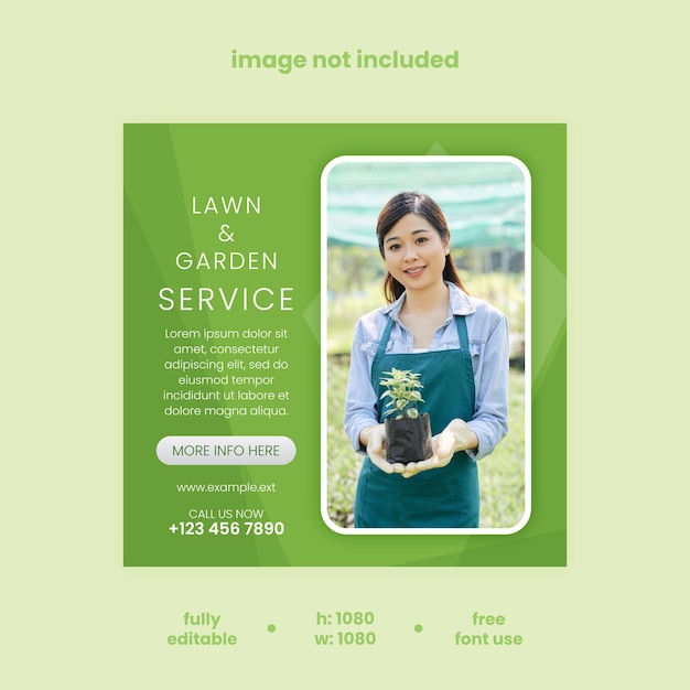 芝生の庭のサービスと多目的Instagramの投稿はEPSベクトルを設定します