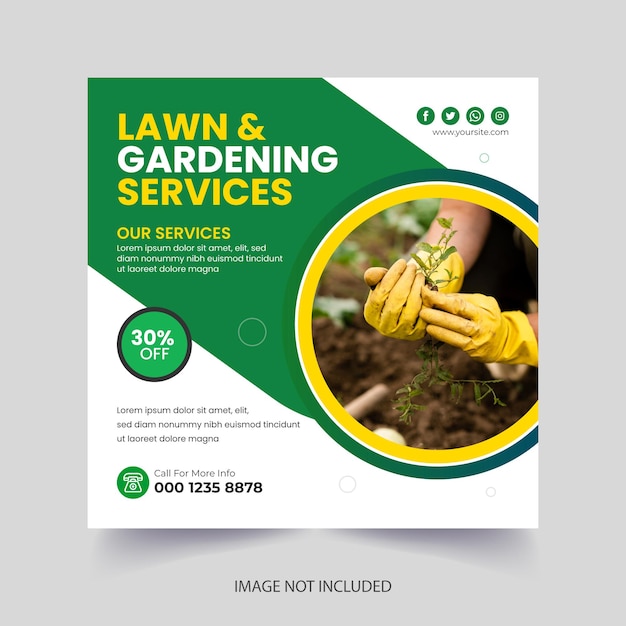 Lawn garden service social media post template design