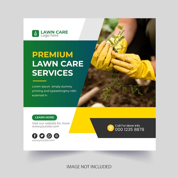 Lawn garden service social media post template design