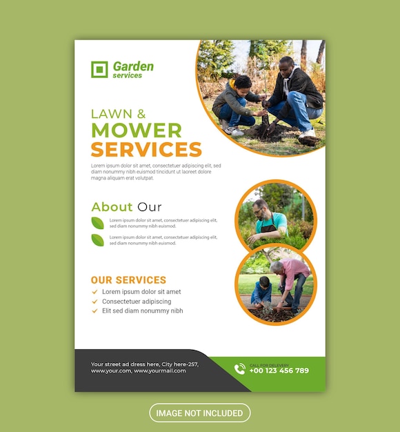 Vector lawn and garden services flyer template