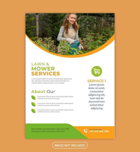 Vector lawn and garden services flyer template