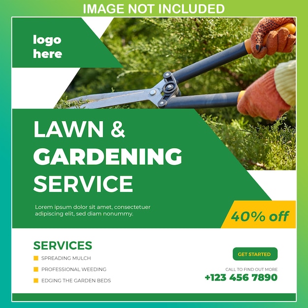 Vector lawn garden services social media post and square flyer template