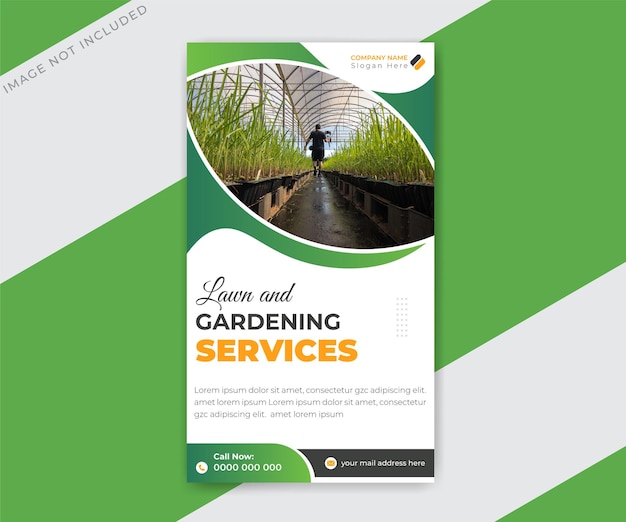 Lawn garden services social media story or web banner design template