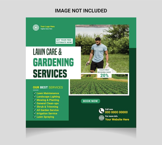 Vector lawn garden social media template