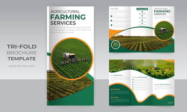 lawn and gardening agricultural service 6 page trifold brochure design for nursery plant business