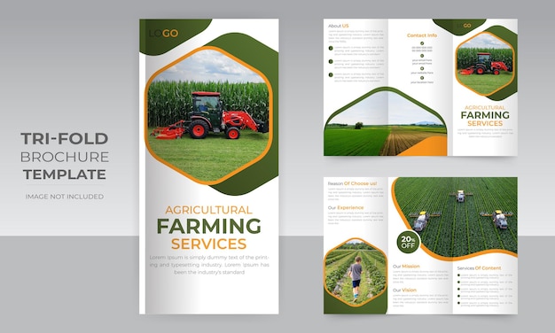 Сельскохозяйственные услуги по газонам и садоводству 6-страничный дизайн брошюры втрое для бизнеса по выращиванию питомников