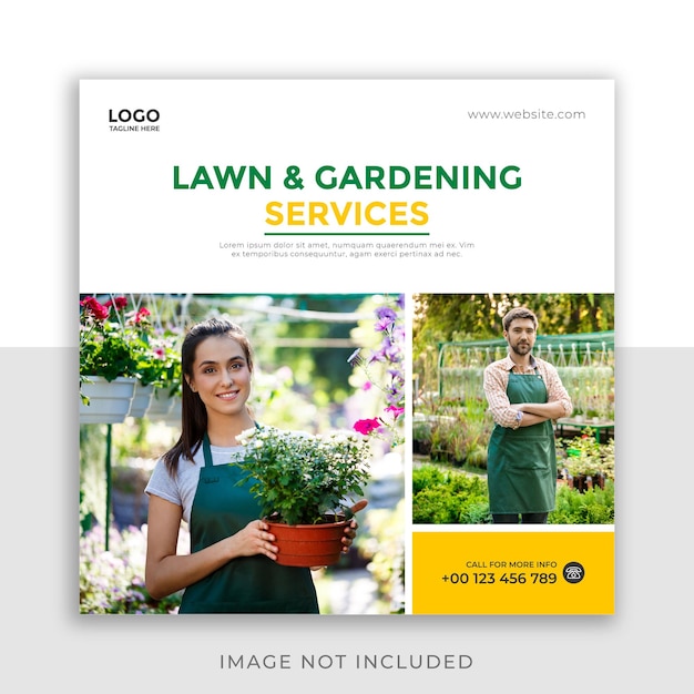 lawn and gardening instagram or social media post template