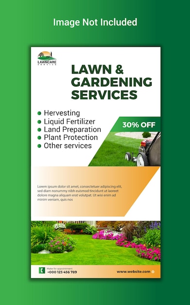 lawn or gardening service social media post and story design template