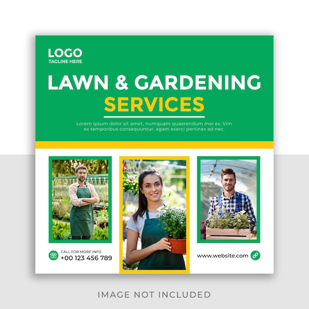 lawn and gardening service social media post template