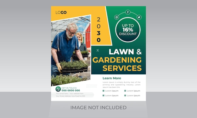 Lawn and gardening service social media post template