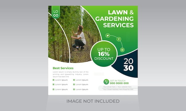 Lawn and gardening service social media post template