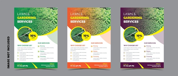 Vector lawn and gardening services flyer concept template