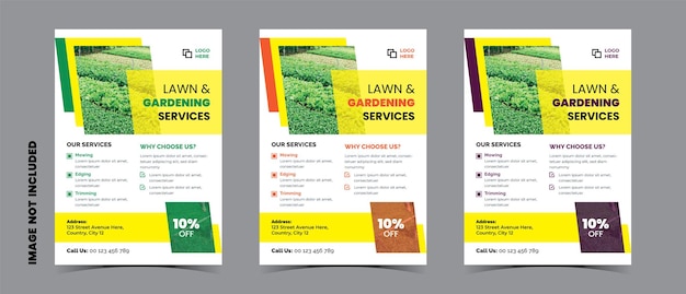 Lawn and gardening services flyer concept template