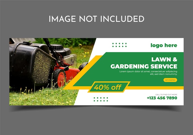Vector lawn or gardening services social media facebook cover template