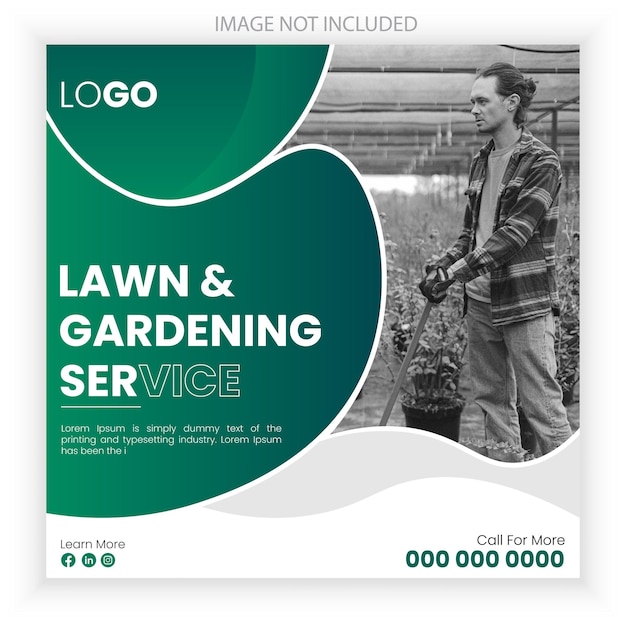 Lawn and Gardening Social Media Post Design Template