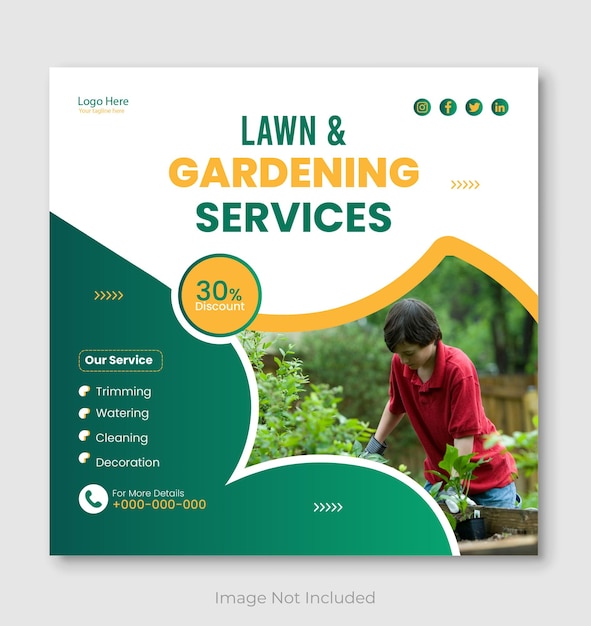 Lawn or gardening social media post green color