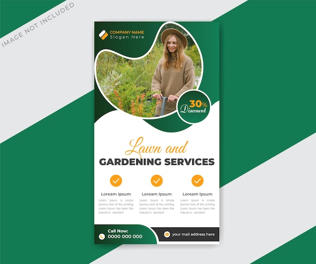 Lawn and gardening social media story design template