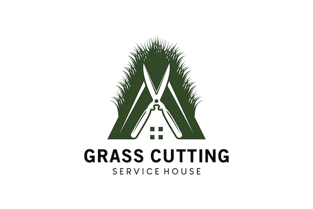 Lawn house logo design with letter A concept lawn care logo vector illustration