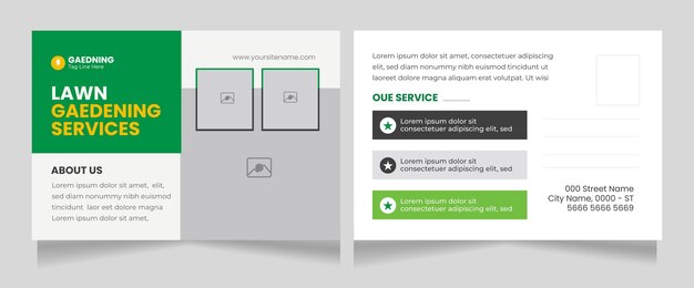 草り機の庭園または景観設計サービスポストカードのテンプレート